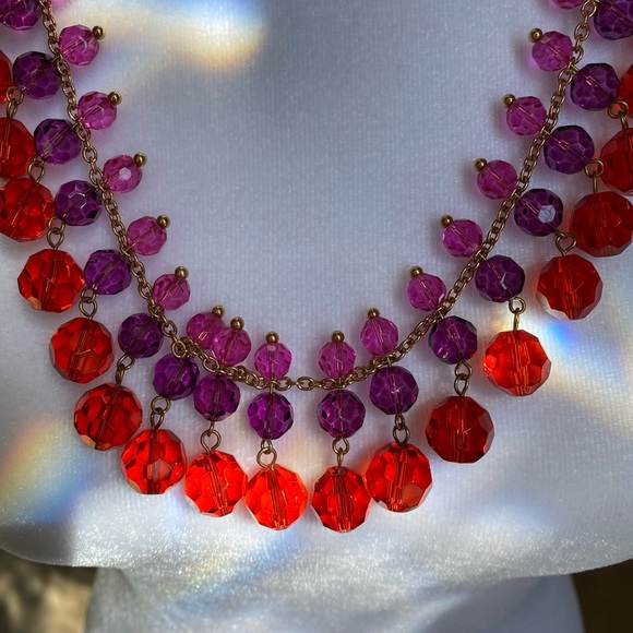NIB Kate Spade Necklace With Gold Hardware & 3 Rows Of Red, Purple & Pink Beads. - Picture 9 of 10